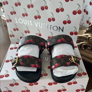 Louis Vuitton Cherry Monogram Sandals New with all packaging included.  Size 37.